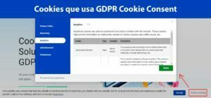 Cookies que usa GDPR Cookie Consent